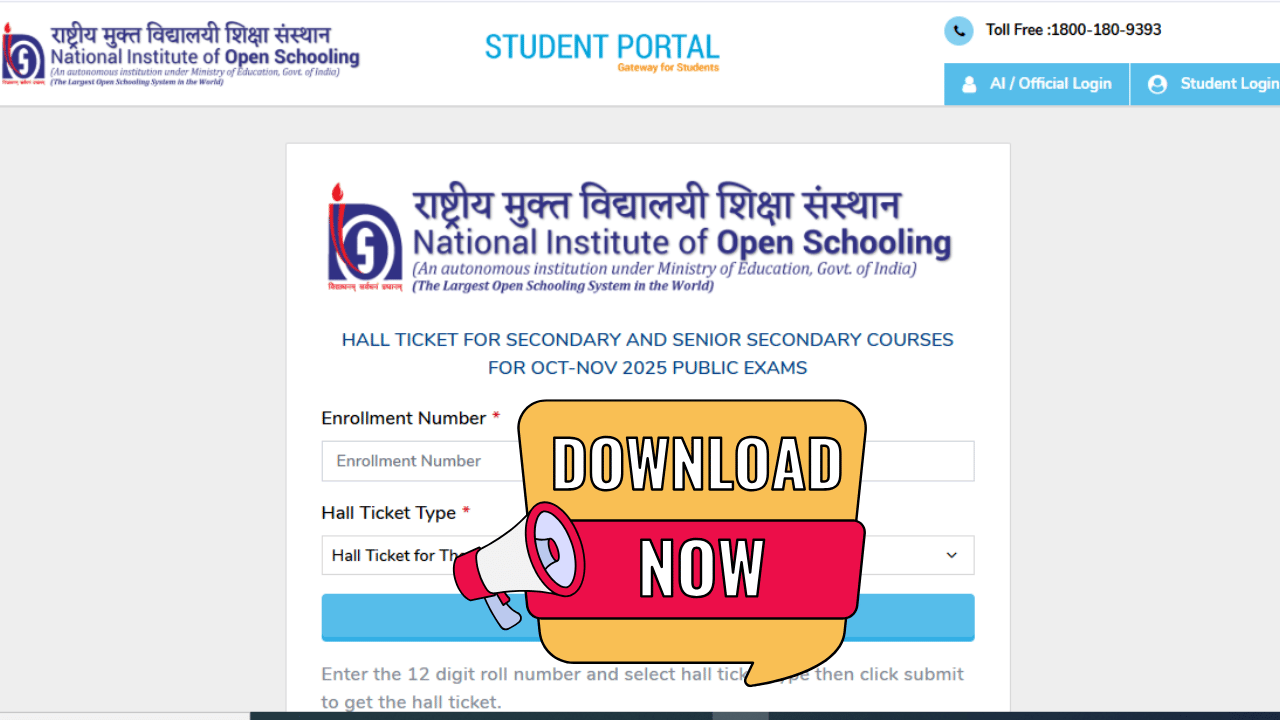 NIOS Hall Ticket 2025